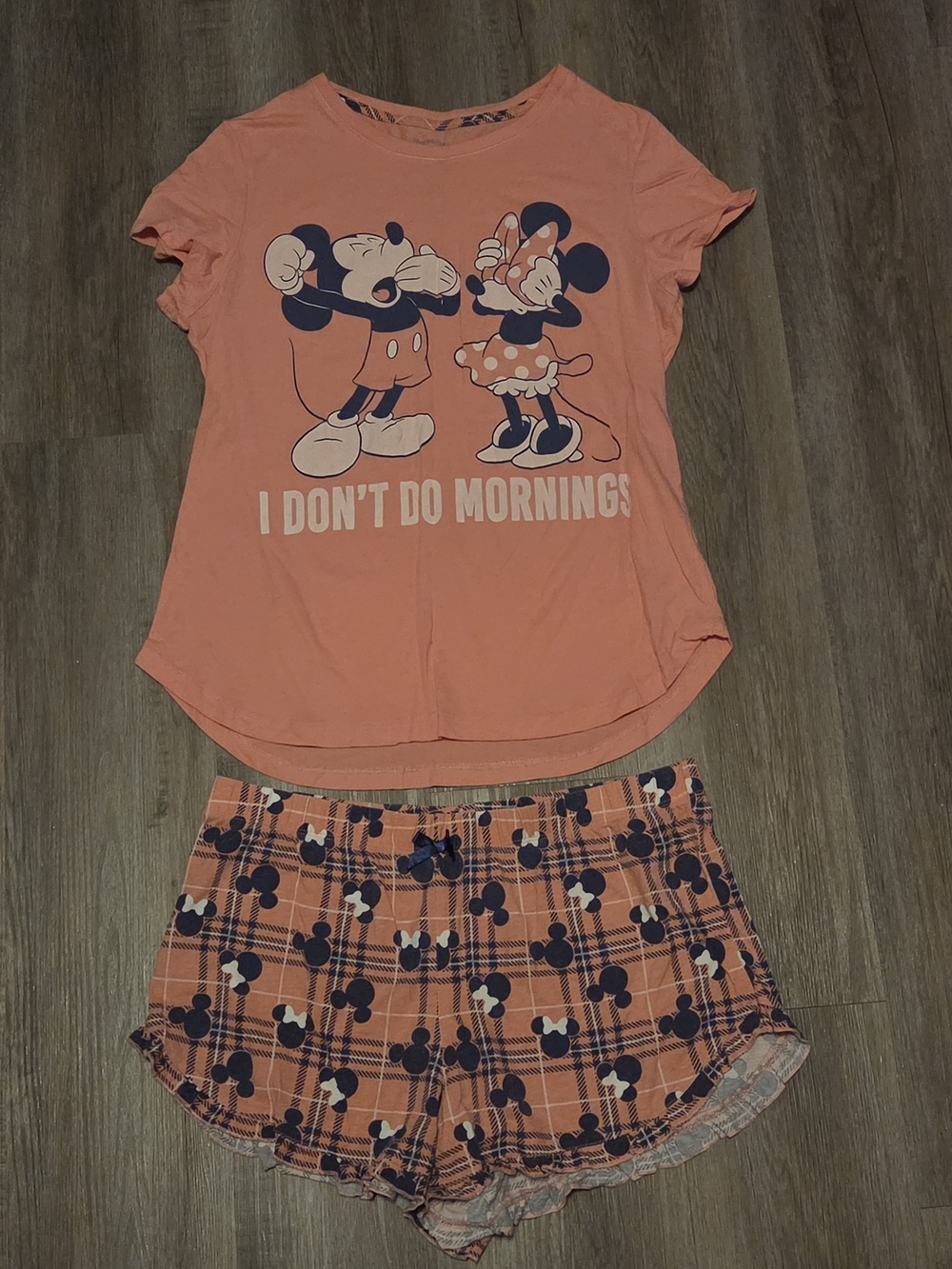 Mickey & Minnie Coral Short-Sleeve Pajama Set